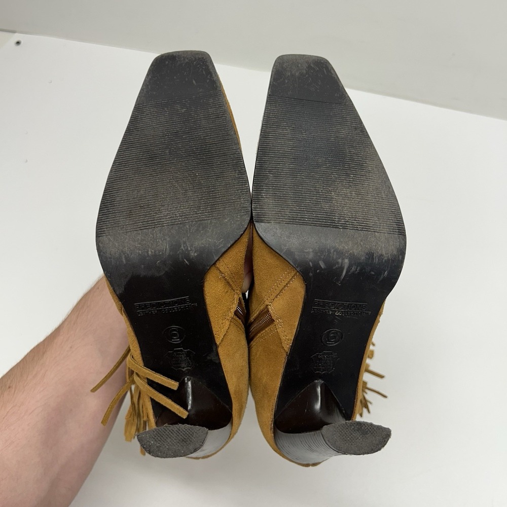 Predictions Suede Fringe Western Boots Vintage Y2K Boho Festival Heeled Size 6 - Picture 13 of 16